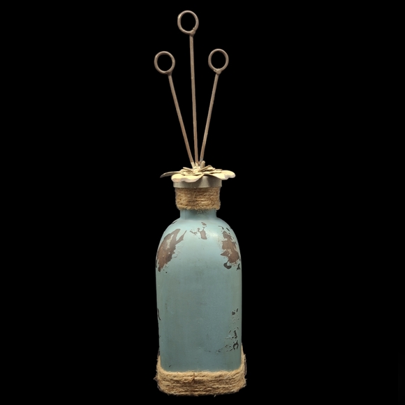 DISTRESSED VTG LOOK GLASS MILK BOTTLE PICTURE HOLDER-A FRIEND LOVES AT ALL TIMES - Picture 3 of 6